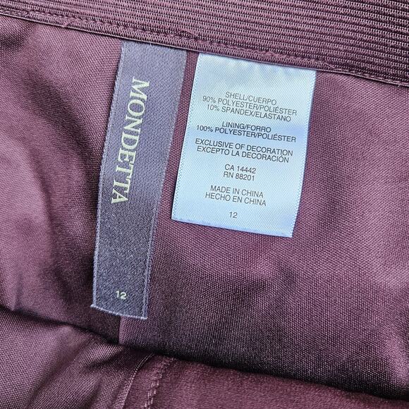 🦃 Mondetta Womens Travel Pants Full Jersey Lined Maroon Size 12 Casual Comfort - Picture 3 of 12